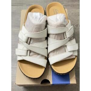 Clarks Collection Merliah Karli White Slip-on Strappy Sandals Women Size 7